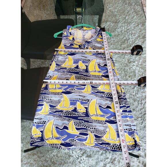 Crown & Ivy Sheath Dress Womens PS Multi Sailboat Print Sleeveless Ruffled Neck - Picture 9 of 11